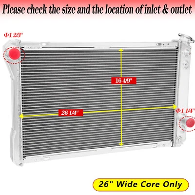 3-Row Aluminum Radiator Fit 82-92 90 Chevy Camaro RS Z28 Pontiac Firebird 26" W - Imagem 1 de 4