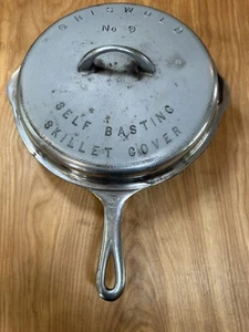 Griswold #9 Large Block Logo Cast Iron Skillet & Lid Duo Chrome Plated 1049 910 - Picture 1 of 8