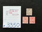 FRANKREICH Briefmarken, 3 gebraucht/storniert, Scott #100,101,101a, SCV 2017 = 7,15 $, #3350