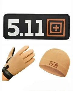5.11 Tactical - Beanie, Gloves, PVC Patch - Tan lot (USA Stock) Airsoft - Picture 1 of 9