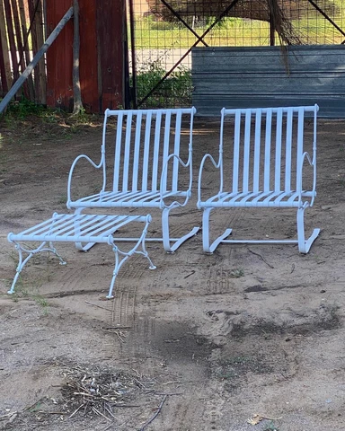 VINTAGE Mid Century Rare And Hard To Find O.W. Lee Chairs Wrought Iron Cover