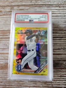 Jose De La Cruz 2019 Bowman Chrome Yellow /75 Refractor 1st PSA 10 - Picture 1 of 1