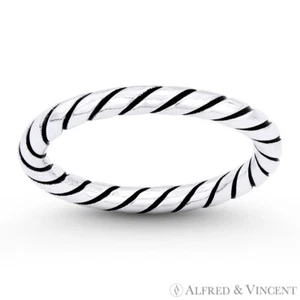 2.5mm Twist-Rope Style Stackable Right-Hand Band in Oxidized 925 Sterling Silver - Picture 1 of 1