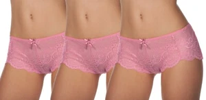 Panache Andorra Sheer Sexy Lace Short Panties Underwear 3 Pack POWDER - Picture 1 of 2