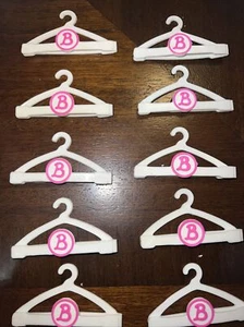 Vintage Mattel Barbie White Pink B Clip Hangers Lot Of 10 - Picture 1 of 10