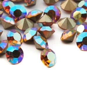 Lot (115) Czech vintage foiled vitrail rainbow glass rhinestones 8mm - Picture 1 of 3