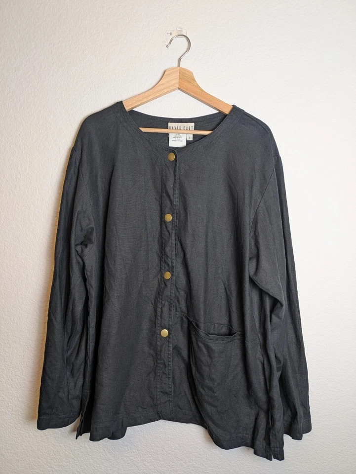 Chaqueta David Dart Sport 100 % lino negra talla grande Foto 1 de 4