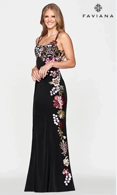 Vestido de Noche Formal Faviana 16 Lentejuelas Cuentas Baile de graduación Gala Boda 10608 NUEVO $523 Foto 1 de 4