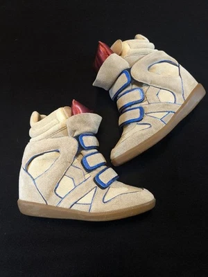 ISABEL MARANT Zapatillas de Cuña Corte Alto Talla 36 US6 Gris Gamuza Correa S... - Imagen 1 de 4