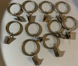 Set Of 10 Brushed Nickel Pottery Barn Curtain Hardware Rod Clip Rings 1.25” - Picture 1 of 4