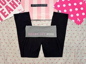 VS PINK VINTAGE Y2K FOLDOVER FLARE YOGA PANTS LEGGINGS “READY SET PINK” RARE MED - Picture 1 of 9