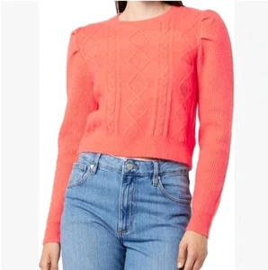 The Drop Sweater Women's Size XS Coral Gloria Cable Knit Crop Pullover New - Picture 1 of 5