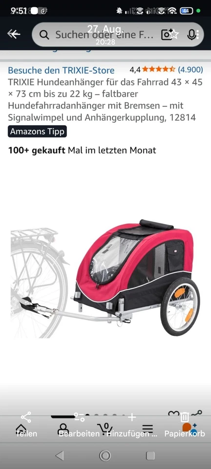 Fahrrad Hundeanhänger - Bild 1 von 1