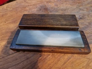 Japanese Suminagashi oil stone Whetstone vintage tool With Wooden Box - Picture 1 of 6