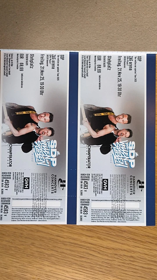 SDP Tickets 2 Stück Hannover 21.11.2025 Stehplätze - Bild 1 von 1