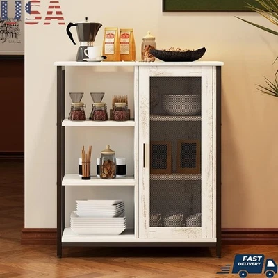 Storage Cabinet W/ Adjustable Shelves Home Bar Organizer Kitchen Furniture New - Image 1 of 4