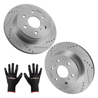 Kit de rotores de freno traseros perforados y ranurados para Cadillac Escalade/Escalade ESV 2007-20 Foto 1 de 4