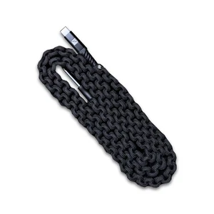 Câble de charge USB-C Dark Energy 100 watts avec paracorde 6 pieds. Long - Noir - Photo 1 sur 2