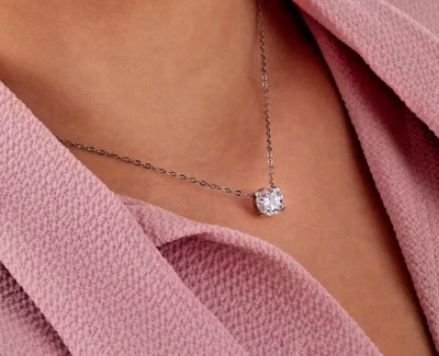 COLLANA DONNA EGO ARGENTO 925,PENDENTE ZIRCONE,PUNTO LUCE,GIROCOLLO, IDEA REGALO - Immagine 1 di 4