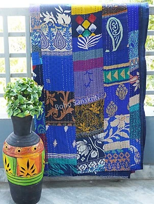 edredón kantha patchwork seda Foto 1 de 4