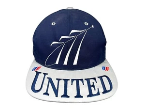 Vintage 90er United Airlines Flugzeug blau Boeing 777 Snapback Mütze Pilot Baseball Cap - Bild 1 von 7