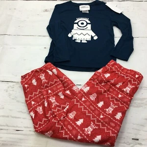 Munki Munki Matching Toddler Holiday Minions Family Pajama Set, Blue/Red Size: 4 - Picture 1 of 9