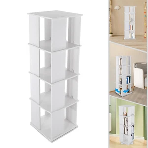 360?? Revolving Bookshelf White Bookcase Storage Shelf Freestanding Display Rack - Picture 1 of 24