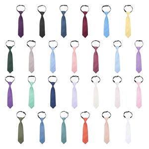 Boys Elastic Tie Plain Twill Casual Wedding Pre-Tied Kids Necktie 2-7 Yrs by DQT - Picture 1 of 53