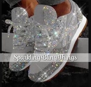 NEW Bling Women Teens Glitter Sneakers Athletic Silver Shoes Casual Size 9 & 10 - Picture 1 of 4