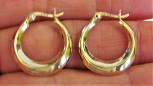 VTG Sterling Silver 925 with Gold Wash Signed 3/4" diam Hoop Earrings 2.74 grams - Picture 1 of 4