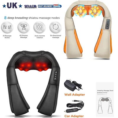 Electric Shiatsu Neck Shoulder Back Massager with Heat Kneading Home Xmas gifts