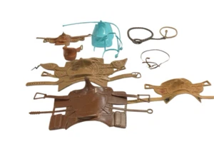Lot Of 11 Pieces of Horse Tack 6 Saddles Blue Brown Straps - Picture 1 of 17