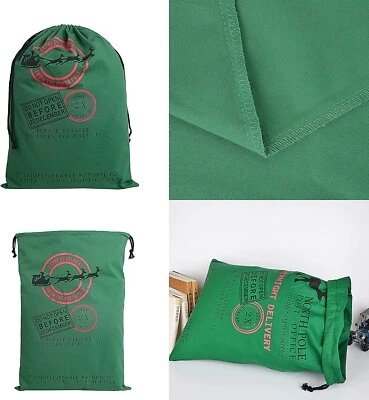 Новый большой зеленый холст Санта подарок мешок Рождество холст Санта подарок сумка персонализировать - Изображение 1 из 4