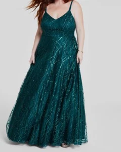 TLC Say Yes To The Prom Women's Green Evening Sequined Dress Plus Size 20W - Picture 1 of 3