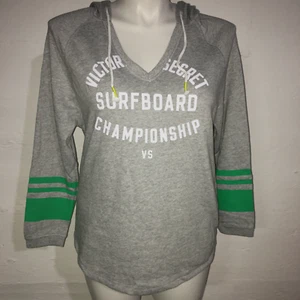 Victoria's Secret Hoodie Women's Sz Small Gray Graphics Oversized Long Sleeve - Picture 1 of 8