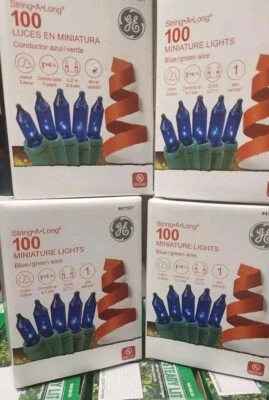 NEW! (4 sets) GE String A Long 100 ct Mini Blue Lights - FREE SHIP! - Image 1 of 4