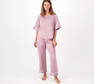 Set pigiama Breezies Lounge maniche corte elasticizzate raso visone XL nuovo - Foto 1 di 1