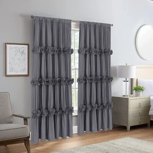 HIG Window Curtains with Blackout Liner Handmade Bow Ties Drapes 2 Panels set - Picture 1 of 44