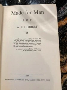 MADE FOR MAN by A.P. Herbert First Edition - Picture 1 of 8