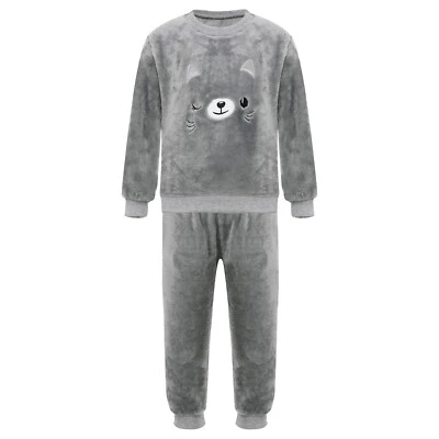 Conjunto de pijamas de manga larga para niños ropa de salón de franela ropa de dormir Foto 1 de 4