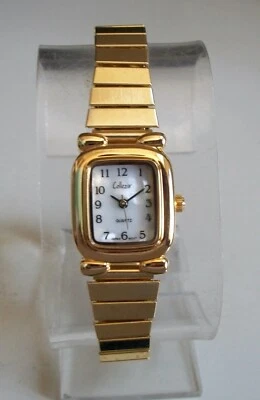 Women Number Dial Gold Finish Stretch Band Fashion Dressy Casual Watch - Image 1 of 3