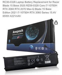 RC30 0328 Laptop Battery Replacement for Razer Blade 15 Edition 2020 2021 RZ09 - Picture 1 of 2