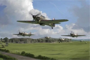 HURRICANE SCRAMBLE LIMITED ED PRINT BY SIMON SMITH 32 SQN BATTLE OF BRITAIN - Picture 1 of 1