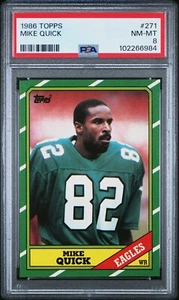 1986 TOPPS #271 MIKE QUICK PSA 8 NM-MINT POP 14 ONLY 38 HIGHER EAGLES - Picture 1 of 2