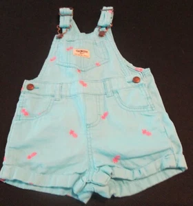 VINTAGE BABY GIRLS OSHKOSH SHORT OVERALLS PINEAPPLE PATTERN SZ 24 MO - Picture 1 of 3