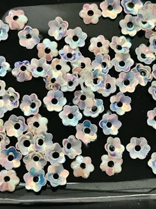Sequins 5mm Cream Lt Ivory Crystal AB Iridescent Tiny Flower Cup Choose Pack Siz - Picture 1 of 3