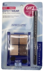 NEW Maybelline ExpertWear Eye Shadow Quad -22 CHAI LATTE/ESPRESSO EYELINER - Picture 1 of 1