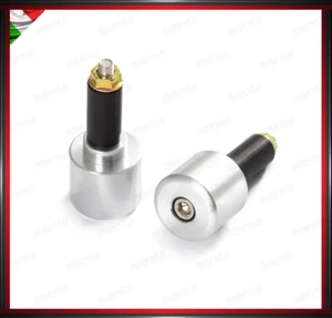 COPPIA CONTRAPPESI MANUBRIO 13 MM ARGENTO MOTO SCOOTER STABILIZZATORI UNIVERSALI - Picture 1 of 1