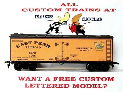 HO SCALE CUSTOM LETTERED EAST PENN RR  REEFER. ALSO AVAIL IN O SCALE P12 - Image 1 of 4