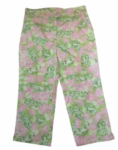 Girl’s Vintage Lilly Pulitzer Capri Pants Tigers and Cherry Blossoms Size 8 - Picture 1 of 12
